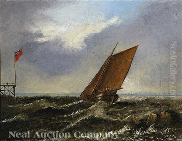 Squall By The Shore Oil Painting by Edwin John Ellis