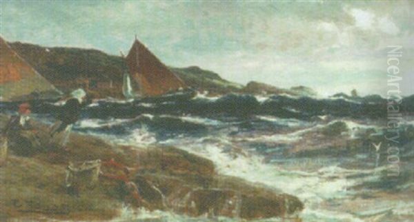 Dirty Weather, Cornwall Oil Painting by Edwin John Ellis