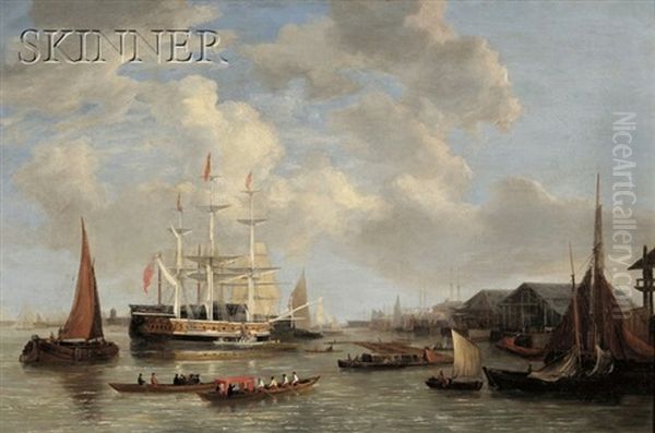 The Royal Yacht 'royal Sovereign' Off Deptford Oil Painting by Joseph Francis Ellis