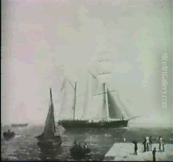 Ships Entering A Harbor Oil Painting by Joseph Francis Ellis