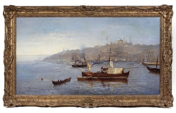 A Misty Morning - The Mosque Santa Sophia & Golden Horn, Constantinople Oil Painting by Paul H. Ellis