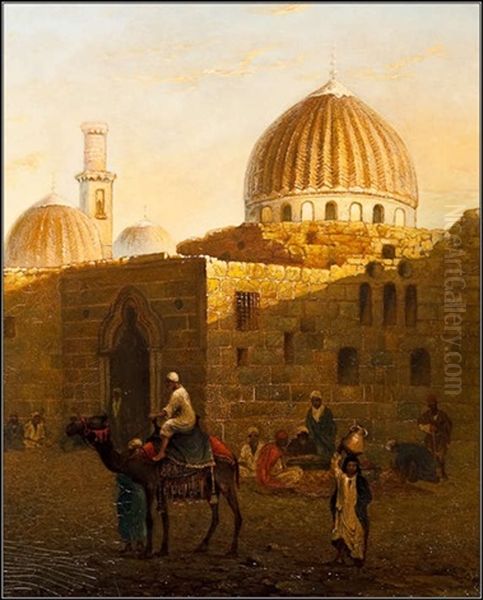 The Exterior Of The Mausoleum Of Sidi Muhammad, Cairo Oil Painting by Paul H. Ellis