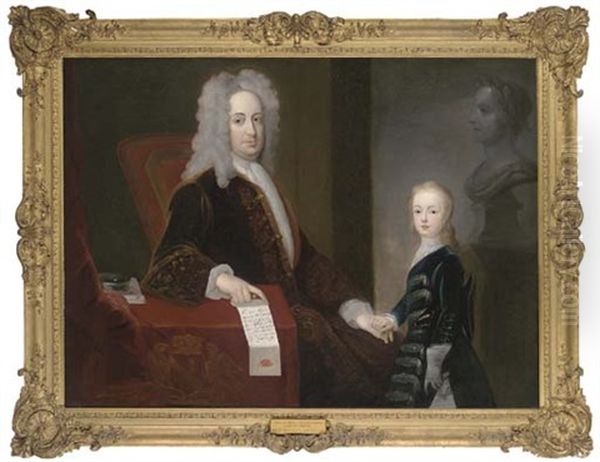 Portrait Of Charles, 1st Lord Whitworth And His Nephew Oil Painting by John Ellys