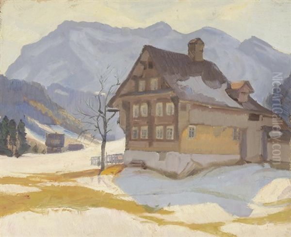 Eigental Im Winter Oil Painting by Franz Jakob Elmiger