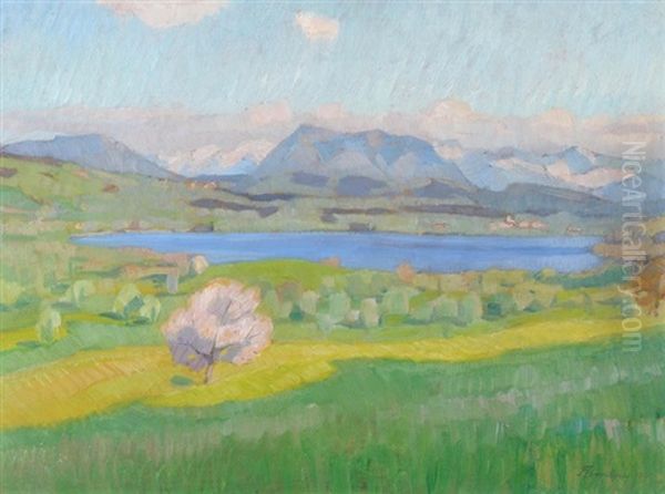 Fruhling Am Baldeggersee Oil Painting by Franz Jakob Elmiger