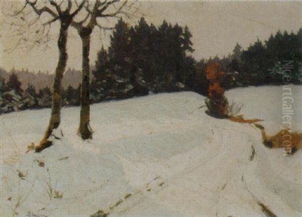 Winterlandschaft Oil Painting by Franz Jakob Elmiger