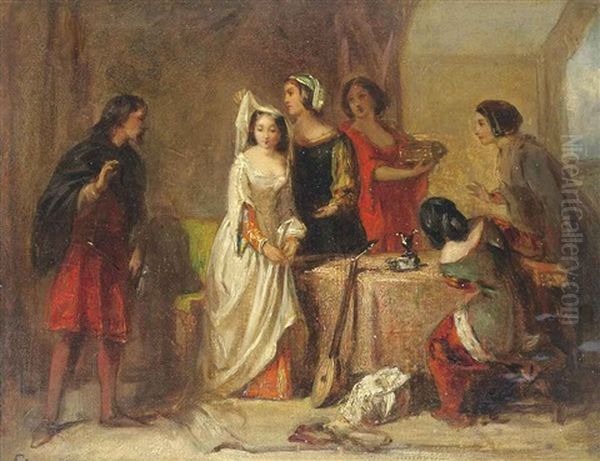 The Story Of Florence From The De Cameron Oil Painting by Alfred W. Elmore