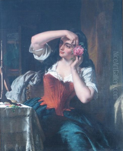 A Spanish Lady Oil Painting by Alfred W. Elmore