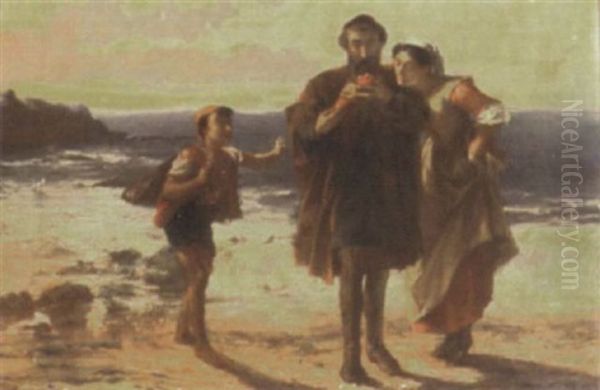 Columbus At Porto Santo Oil Painting by Alfred W. Elmore