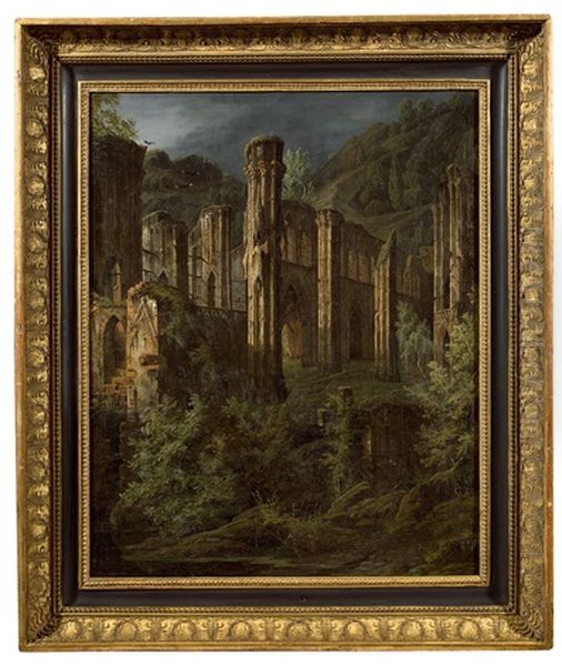 Gotische Kirchenruine In Gebirgslandschaft Oil Painting by Friedrich August Elsasser