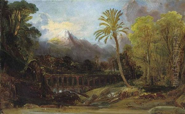 A View Of Mount Etna, Sicily Oil Painting by Friedrich August Elsasser