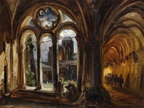 Klosterszene Oil Painting by Friedrich August Elsasser