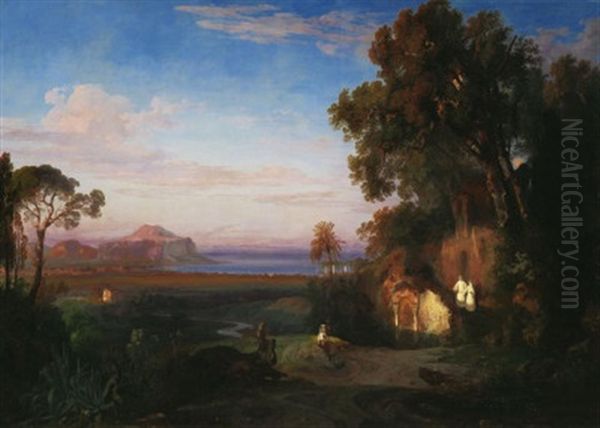 Ansicht Von Palermo Mit Dem Monte Pellegrino Oil Painting by Friedrich August Elsasser