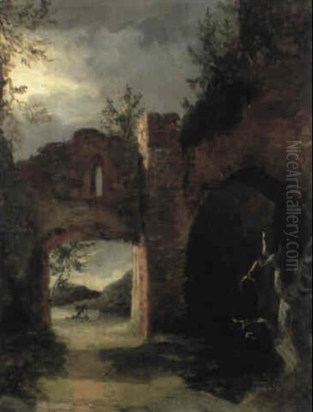 Bewachsene Alte Ruine Oil Painting by Friedrich August Elsasser