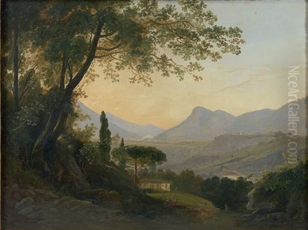 Vue De Subiaco Pres De Rome Oil Painting by Julius Elsasser