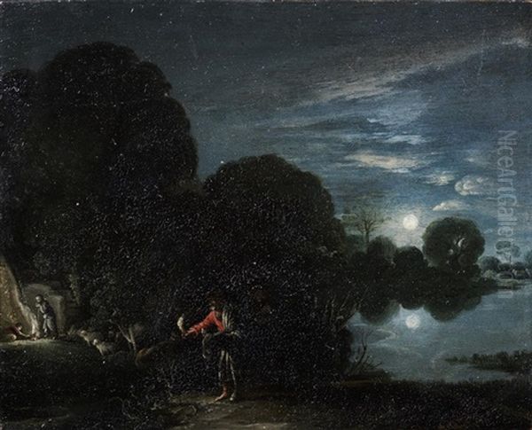 The Flight Into Egypt Unframed Oil Painting by Adam Elsheimer