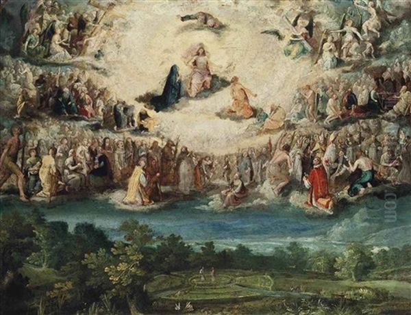 Christ In Glory, With The Courts Of Heaven Oil Painting by Adam Elsheimer