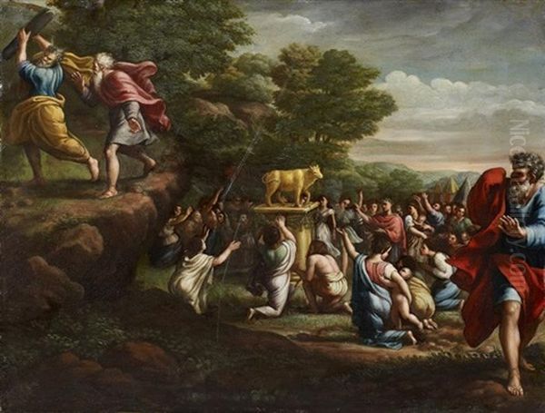 Tanz Um Das Goldene Kalb Oil Painting by Adam Elsheimer