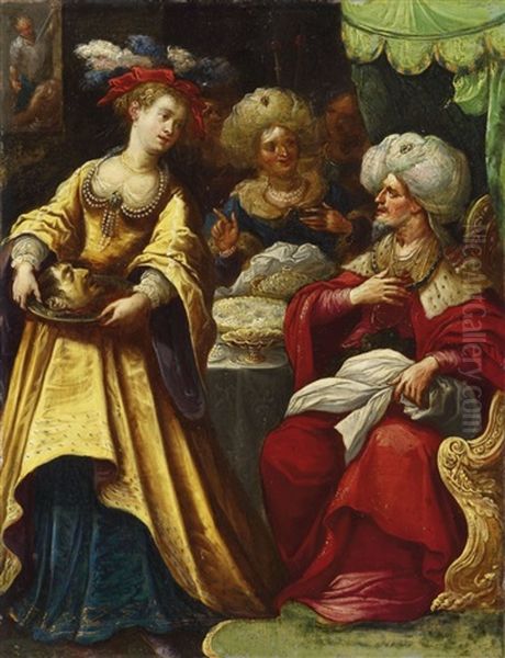 Salome Mit Dem Haupt Johannes Des Taufers Oil Painting by Adam Elsheimer