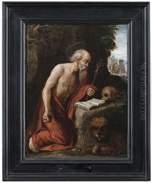 Der Heilige Hieronymus In Der Einode Oil Painting by Adam Elsheimer