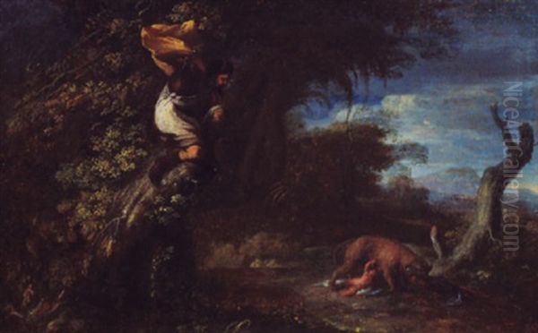 Mars Observing Romulus And Wolf Oil Painting by Adam Elsheimer