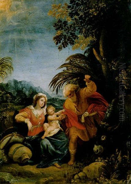 The Rest On The Flight Into Egypt Oil Painting by Adam Elsheimer