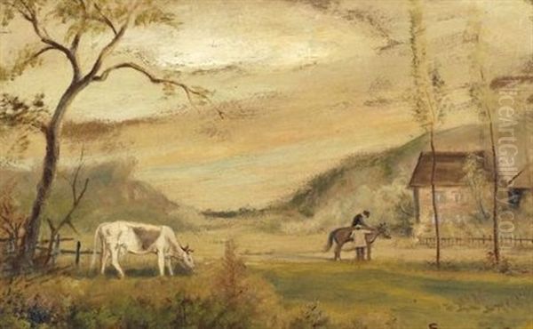 Southern Farm Oil Painting by Louis Michel Elshemius