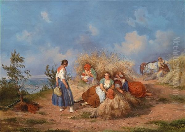 Rast Bei Der Ernte Oil Painting by Ludwig Elsholtz