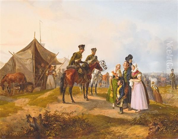 Begegnung Auf Dem Sonntagsspaziergang Oil Painting by Ludwig Elsholtz