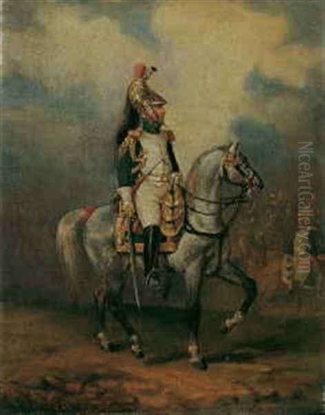 Ein Franzosischer Dragoneroffizier Unter Napoleon I Oil Painting by Ludwig Elsholtz