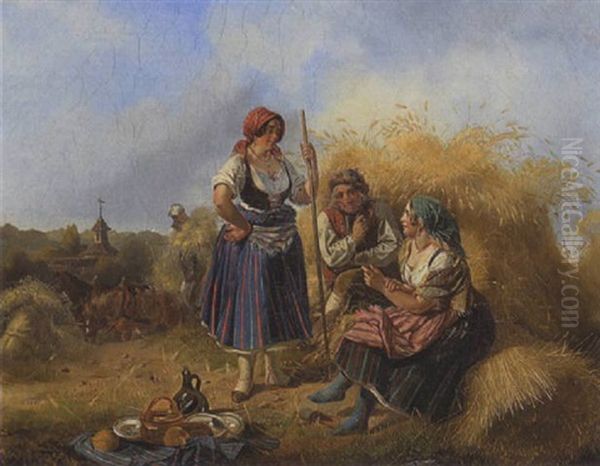 Rast Bei Der Kornernte Oil Painting by Ludwig Elsholtz