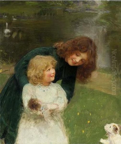 Sisters Oil Painting by Arthur John Elsley