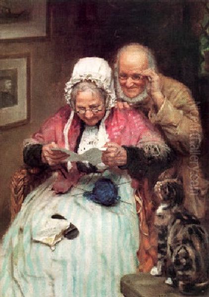 News From The Front (darby And Joan) Oil Painting by Arthur John Elsley