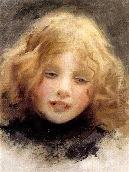 Study Of A Young Girl Oil Painting by Arthur John Elsley