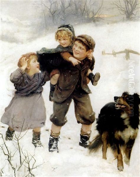 The Piggy-back-ride Oil Painting by Arthur John Elsley