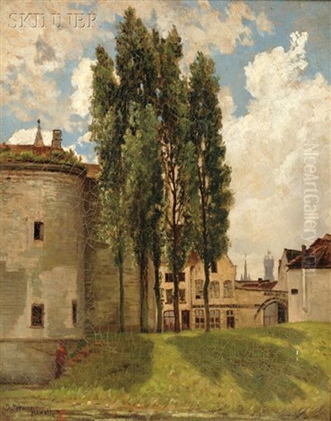 Old Gate Tower, Bruges-belgium Oil Painting by D. Jerome Elwell