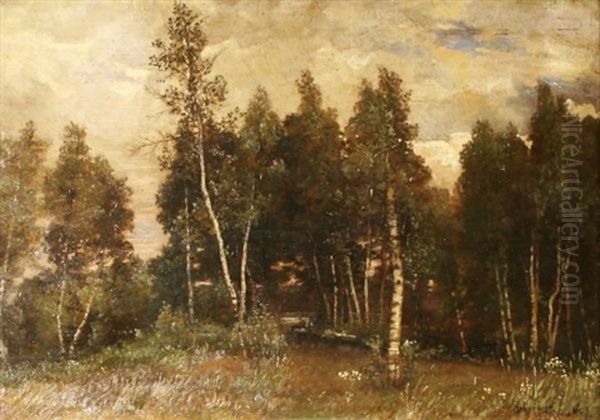 White Birch Trees Oil Painting by D. Jerome Elwell