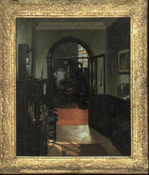 Hallway With A Fanlight Door Oil Painting by Mary Dawson (Bishop) Elwell