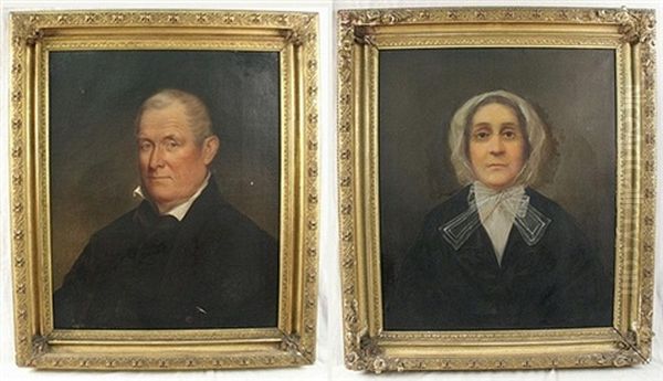 Portrait Of A Gentleman (+ Portrait Of A Woman; 2 Works) by William S. Elwell