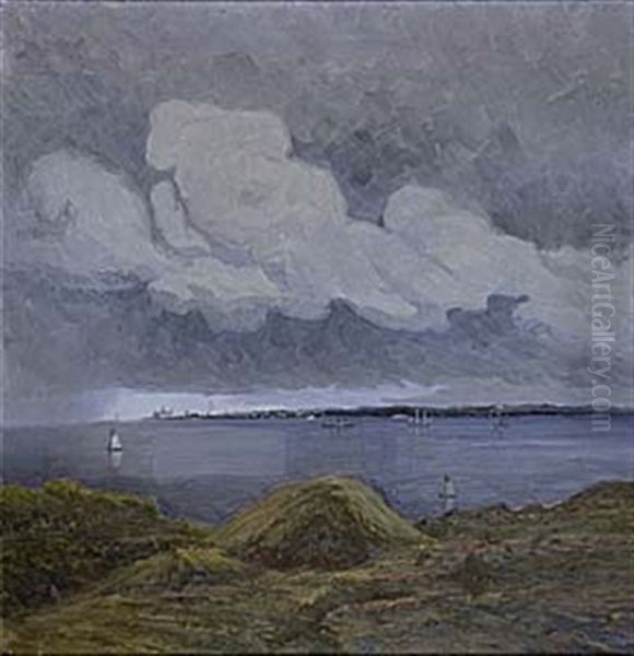 Oresund Mot Kronborg Oil Painting by Anund Emanuel