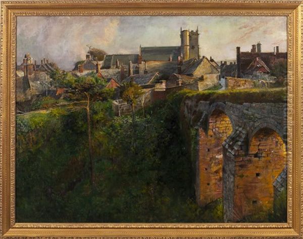 Corfe Castle Oil Painting by Frank Lewis Emanuel