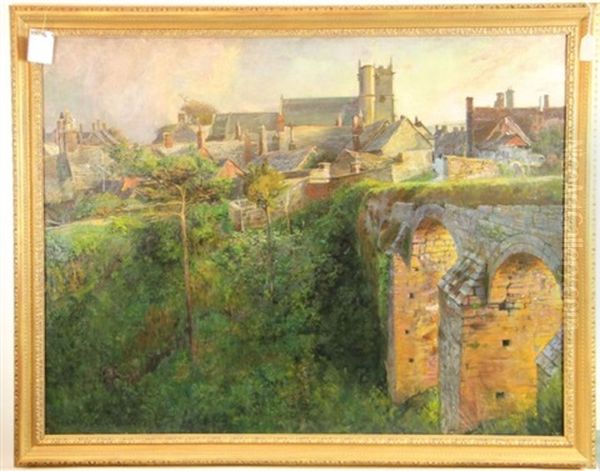 Corfe Castle Oil Painting by Frank Lewis Emanuel