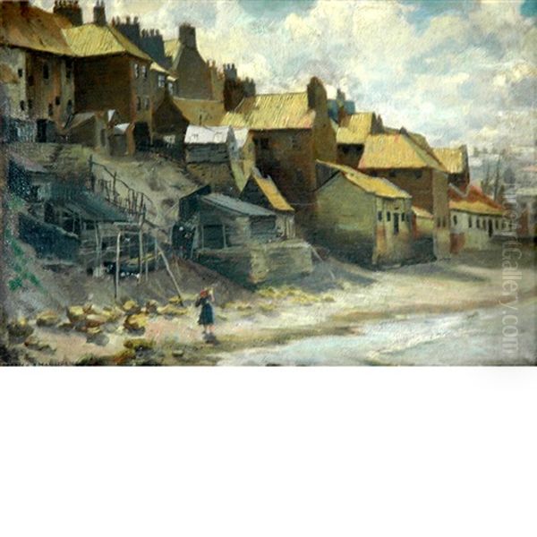 Along The Shore, Whitby (+ The Boat Builders Yard, At Lyme Regis; 2 Works) Oil Painting by Frank Lewis Emanuel