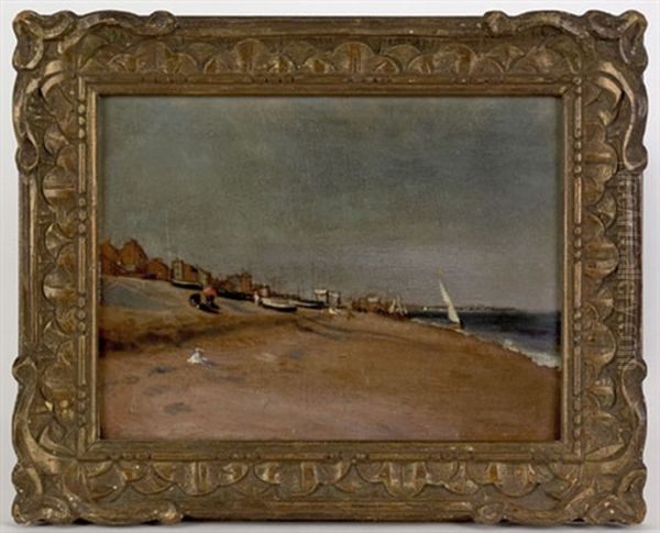 Beach Scene Oil Painting by Frank Lewis Emanuel