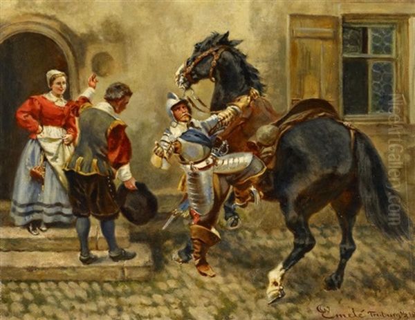 Vor Dem Wirtshaus Oil Painting by Wilhelm Emele