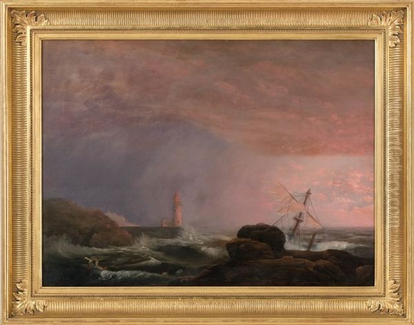 Shipwreck Off A Luminous Coast Oil Painting by James Emery