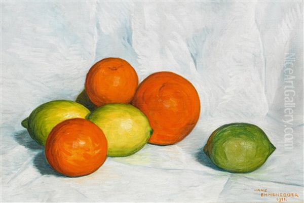 Stillleben Mit Orangen Und Zitronen Oil Painting by Hans Emmenegger