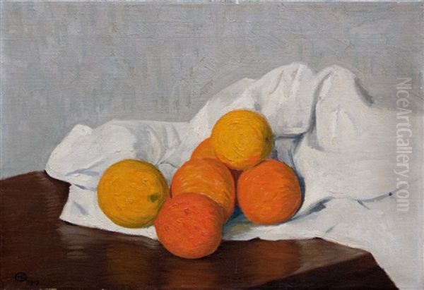 Stillleben Mit Orangen Oil Painting by Hans Emmenegger