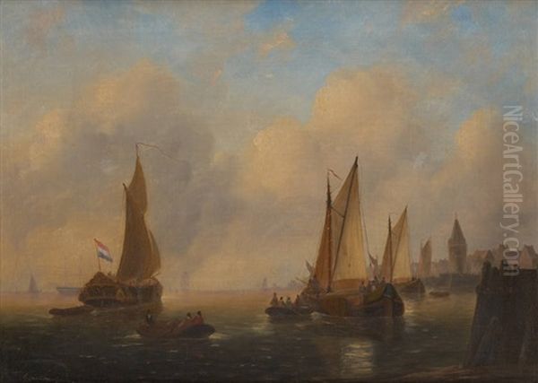 Marine A Amsterdam Oil Painting by Govert Van Emmerik