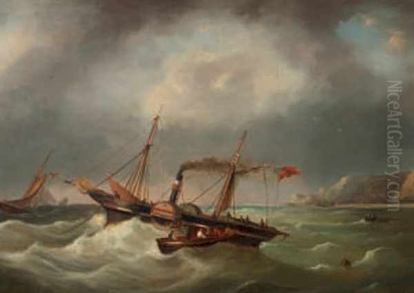 Dampfsegelschiff Vor Der Kuste Von Dover by Govert Van Emmerik